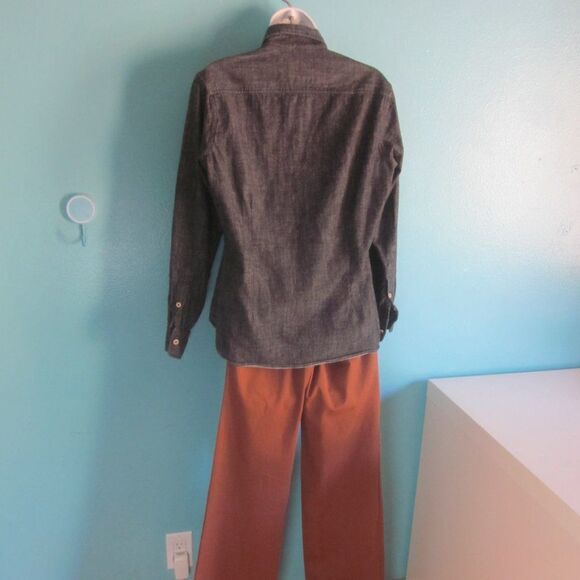 Brooklyn Tailors Womens Size L Custom Made Dark Blue Denim Fitted Shirt 42" Bust - Picture 12 of 12